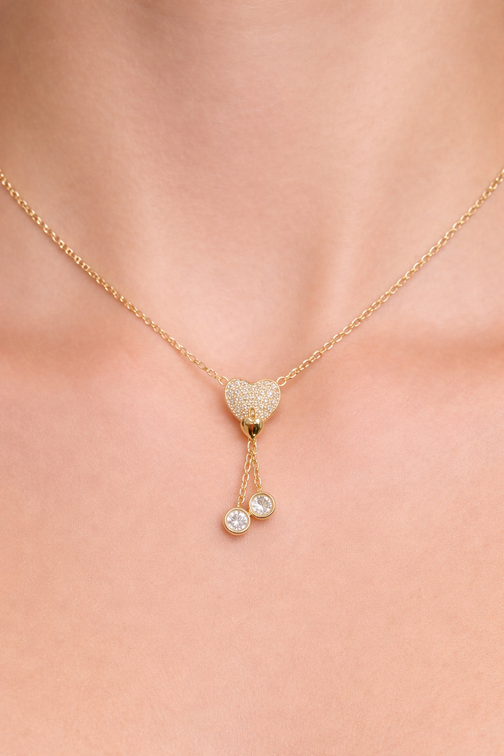 HEARTBEAT GLIMMER GOLD PLATED SILVER NECKLACE