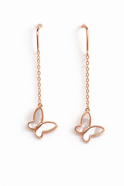 PEARLY FLY ROSEGOLD PLATED SILVER EARRINGS