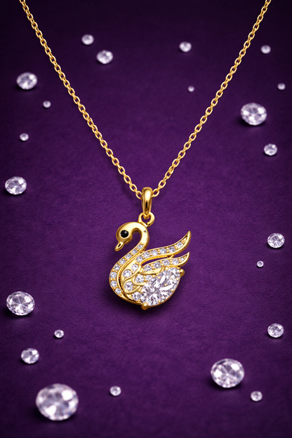SERINITY GOLD PLATED SWAN DESIGN SILVER NECKLACE