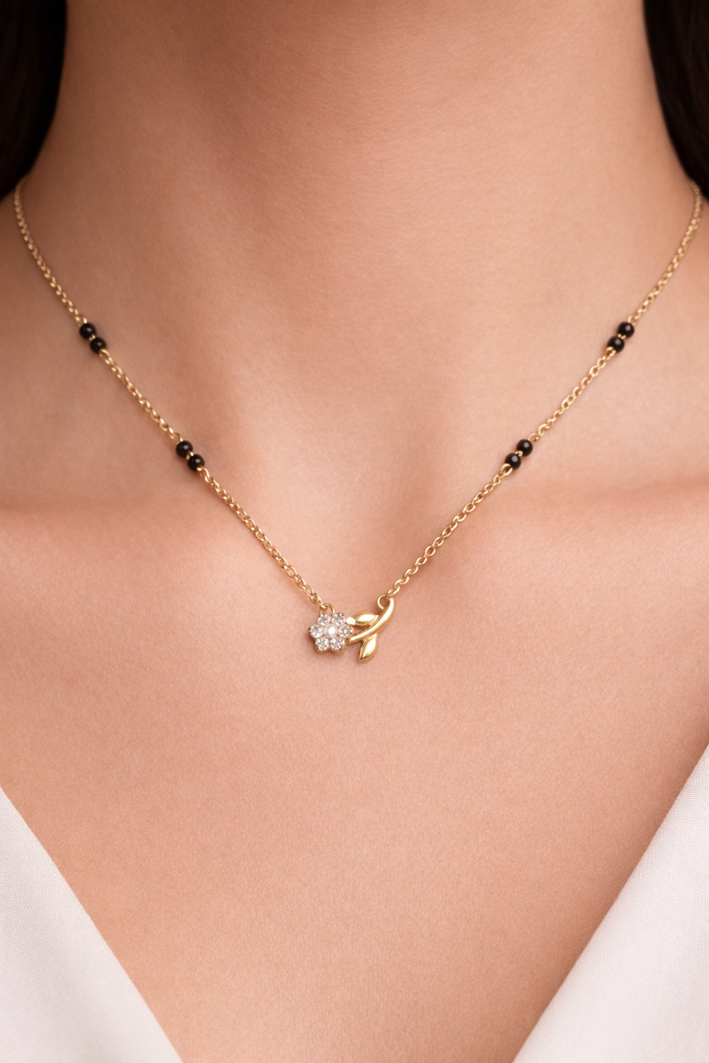 FLORAL PHERA GOLD PLATED SILVER MANGALSUTRA