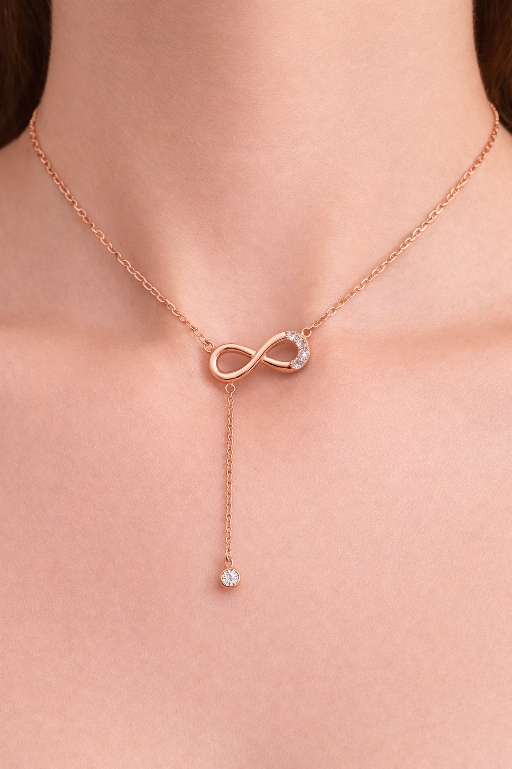 INFINITE LIFE ROSE GOLD PLATED SILVER NECKLACE
