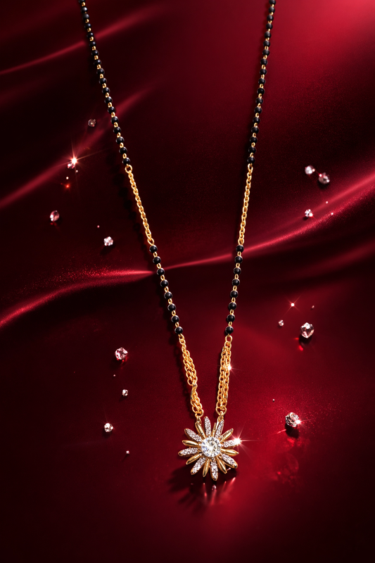 FLOWER DAZZLE GOLD PLATED SILVER MANGALSUTRA