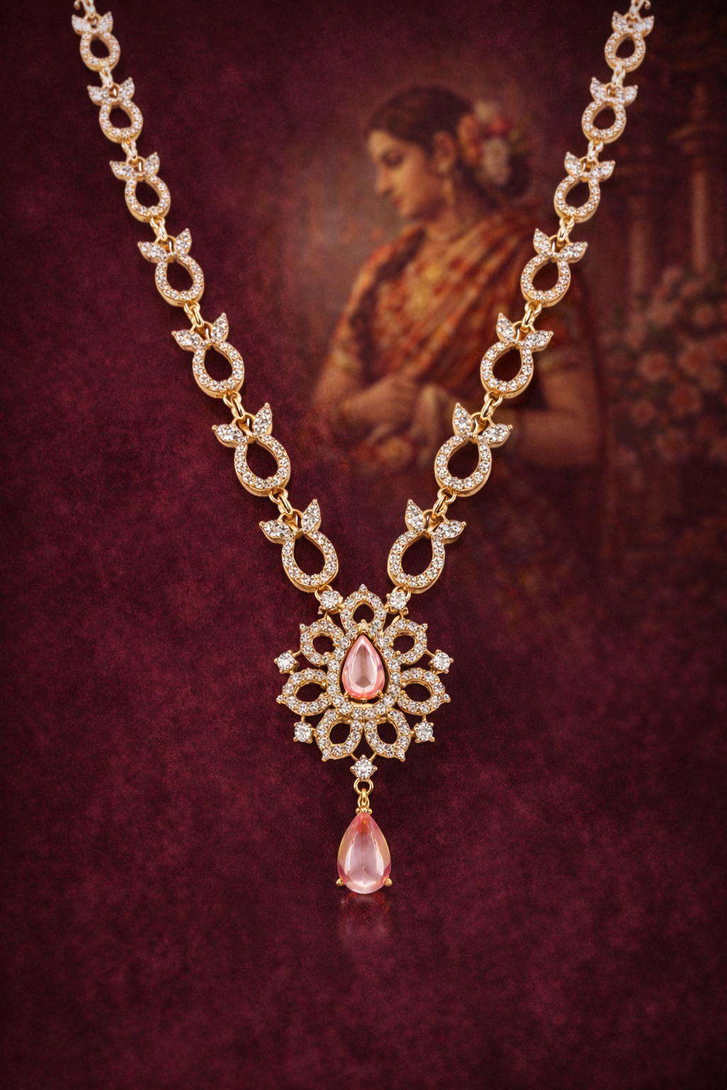 LOTUS PINK GOLD PLATED SILVER NECKLACE