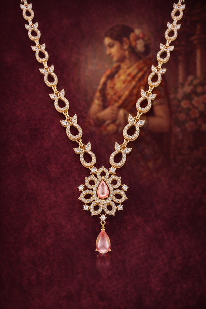 LOTUS PINK GOLD PLATED SILVER NECKLACE