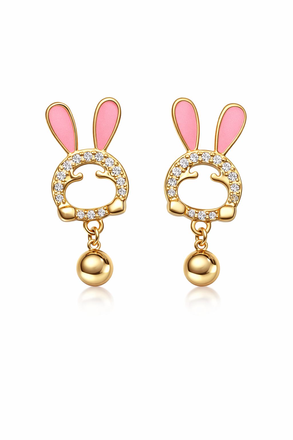 BUNNY EARS GOLD PLATED SILVER EARRINGS