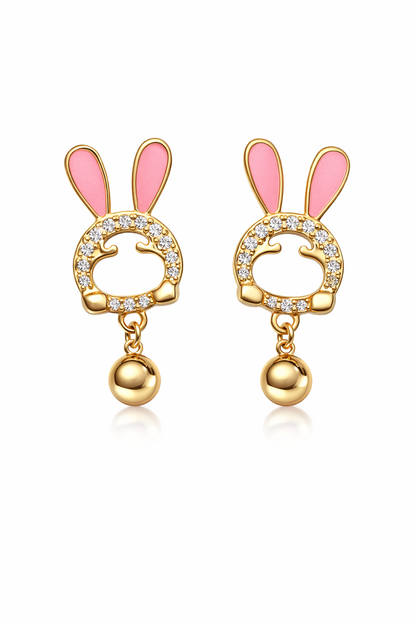BUNNY EARS GOLD PLATED SILVER EARRINGS