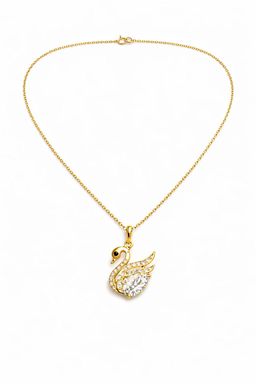 SERINITY GOLD PLATED SWAN DESIGN SILVER NECKLACE