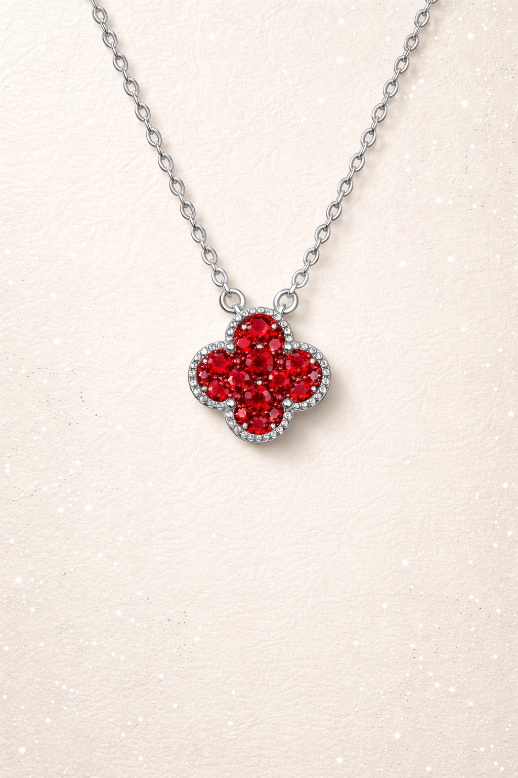BLOSSOM IN RED SILVER NECKLACE