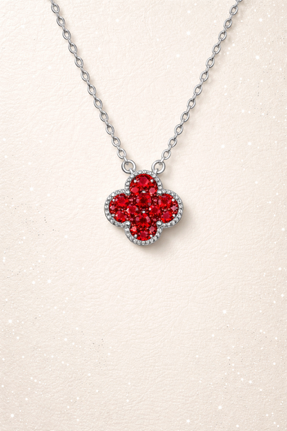 BLOSSOM IN RED SILVER NECKLACE