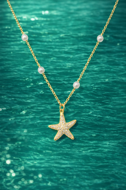 SEA STAR GOLD PLATED SILVER NECKLACE