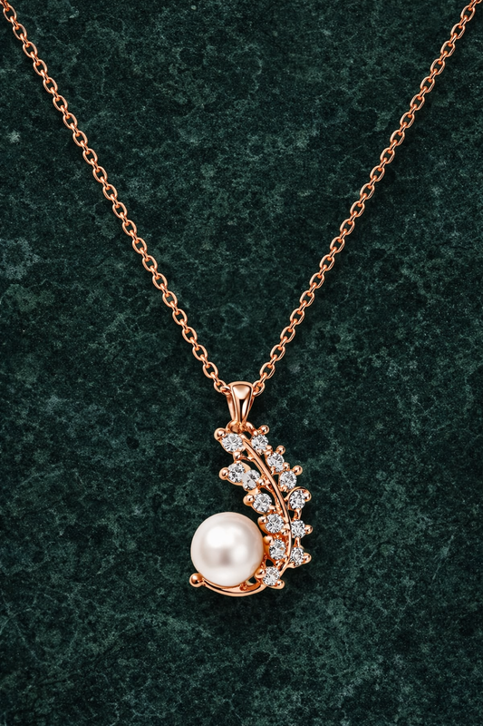 PEARL AURORA ROSE GOLD PLATED SILVER NECKLACE