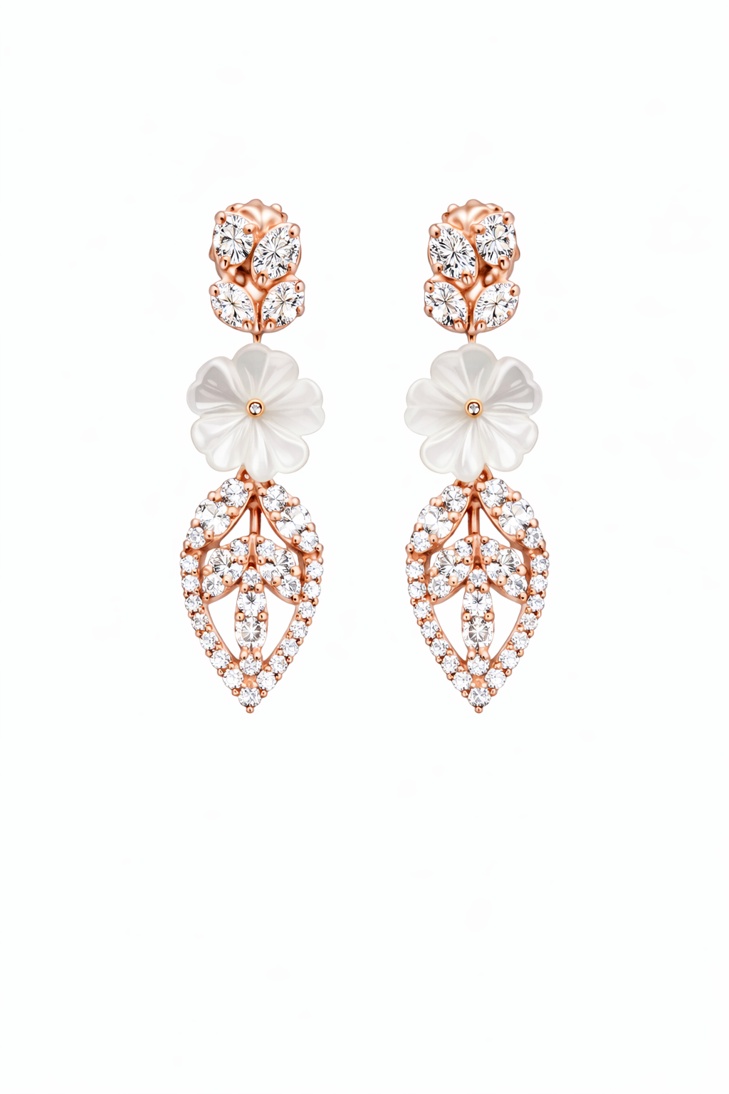 PEARL MAGIC ROSE GOLD PLATED SILVER NECKLACE AND EARRING SET