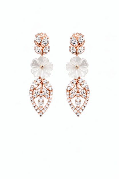 PEARL MAGIC ROSE GOLD PLATED SILVER NECKLACE AND EARRING SET