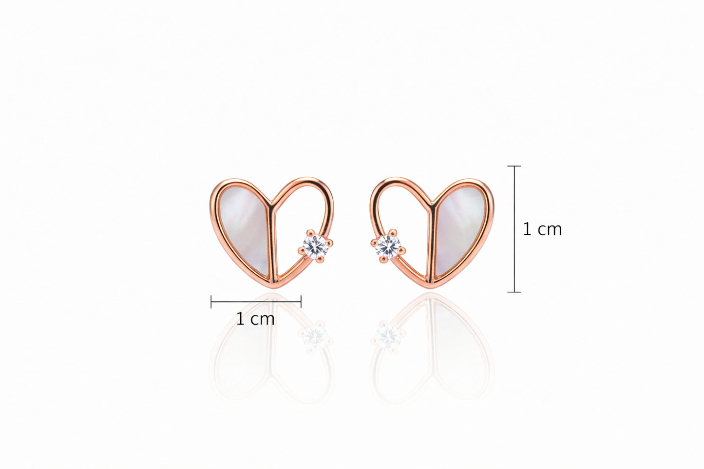 ADORABLE ROSE GOLD PLATED HEART SHAPED SILVER EARRINGS