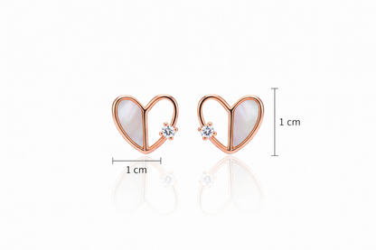 ADORABLE ROSE GOLD PLATED HEART SHAPED SILVER EARRINGS