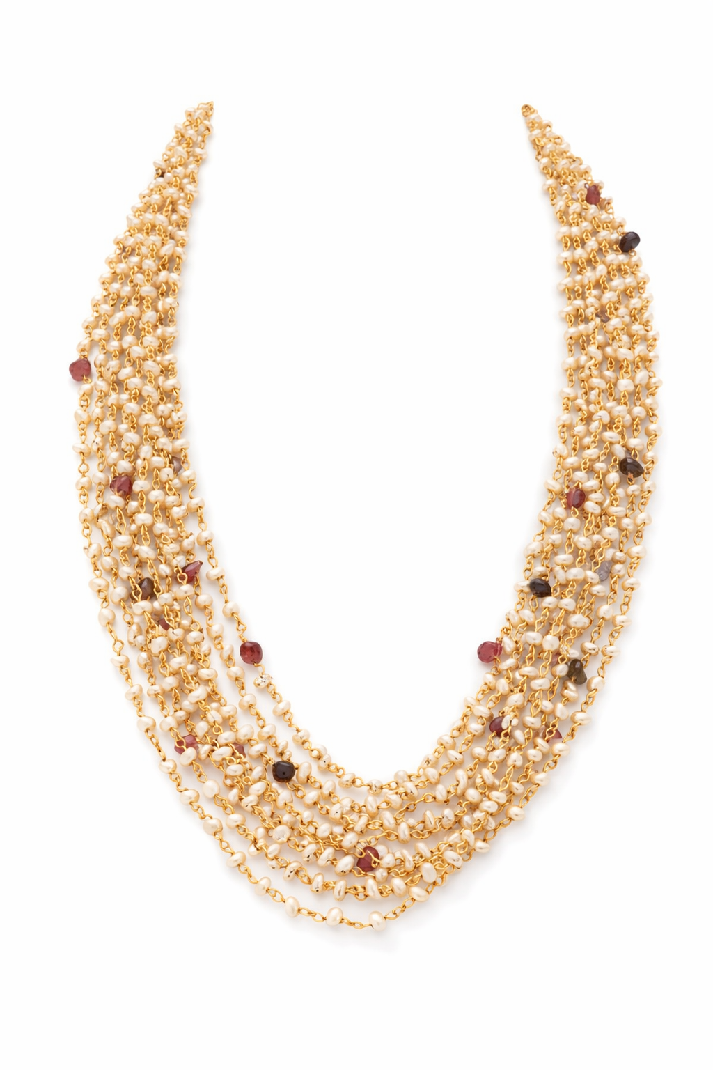 PEARL COCKTAIL GOLD PLATED SILVER BEADS MALA
