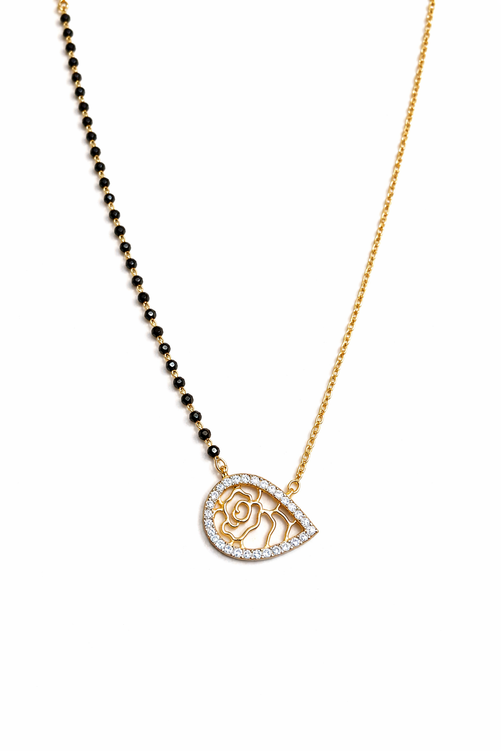 FLORAL AURA GOLD PLATED SILVER MANGALSUTRA