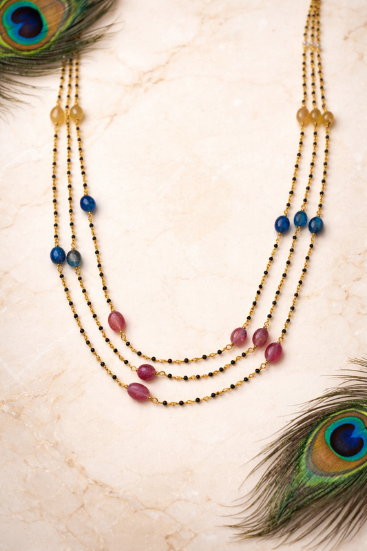 MULTICOLOUR GOLD PLATED SILVER MANGALSUTRA