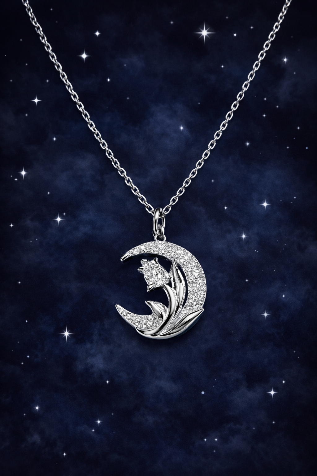 MOONLIT - SILVER CRESCENT MOON NECKLACE