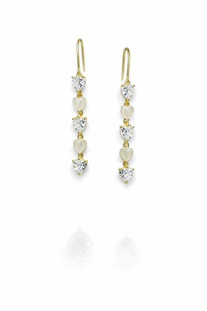 SUNSHINE WHISPER GOLD PLATE ITCZ STONE SILVER EARRINGS