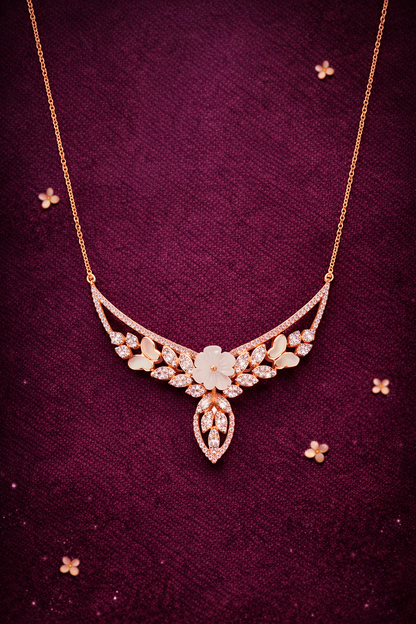 PEARL MAGIC ROSE GOLD PLATED SILVER NECKLACE AND EARRING SET