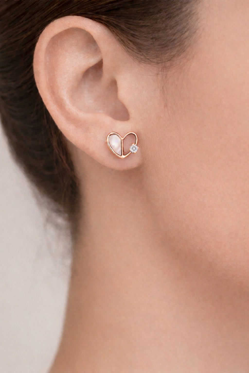 ADORABLE ROSE GOLD PLATED HEART SHAPED SILVER EARRINGS
