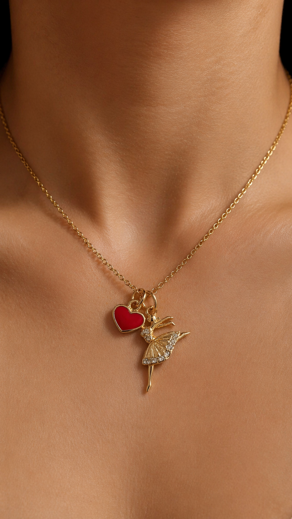 DANCING LOVE GOLD PLATED SILVER NECKLACE