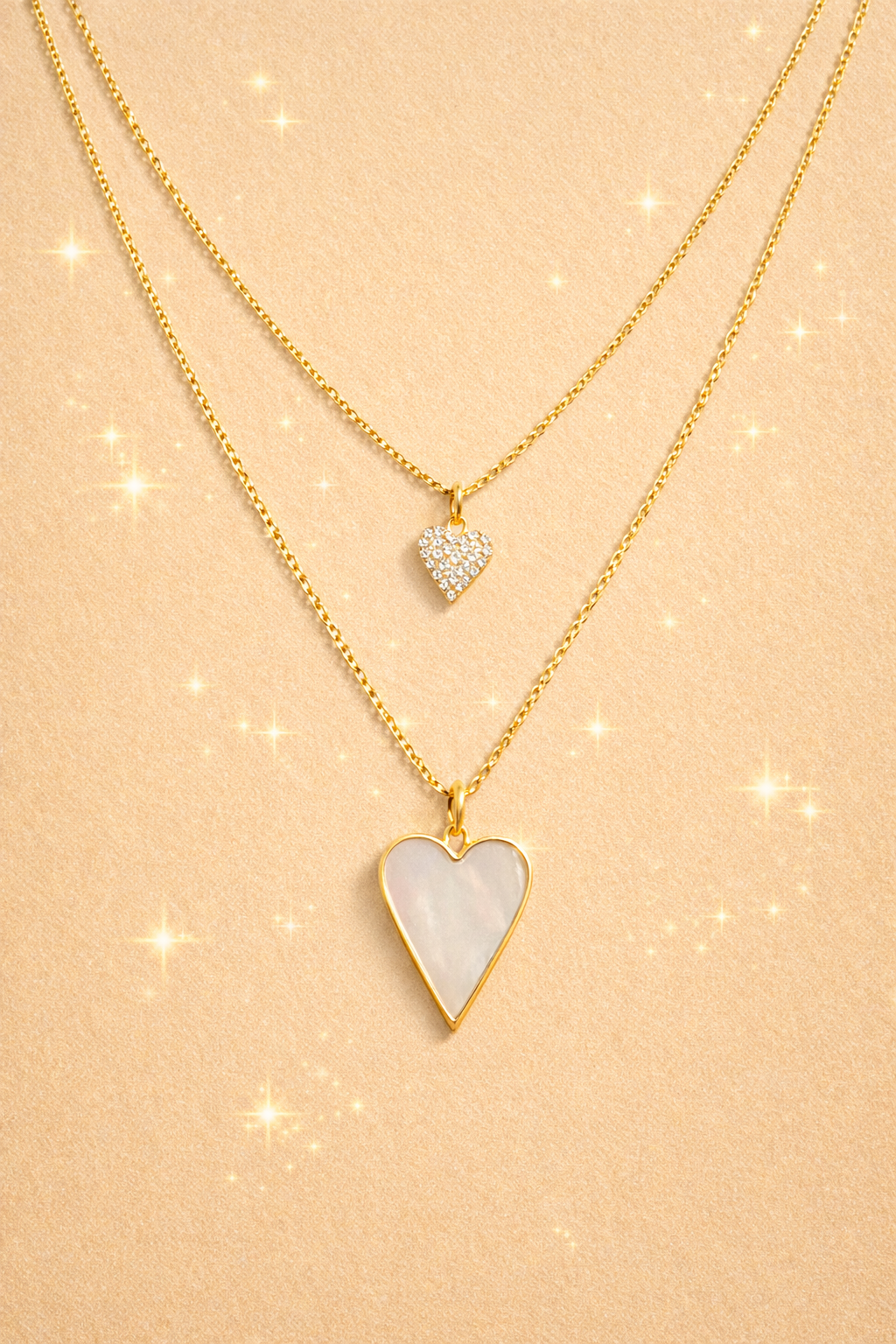PEARLY HEART- GOLD PLATED SILVER NECKLACE