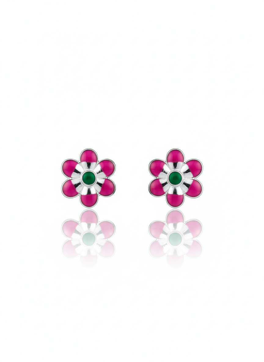 FLORAL POP ENAMELLED SILVER EARRINGS