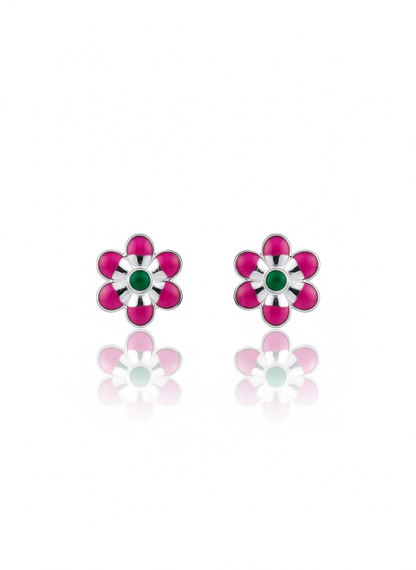FLORAL POP ENAMELLED SILVER EARRINGS