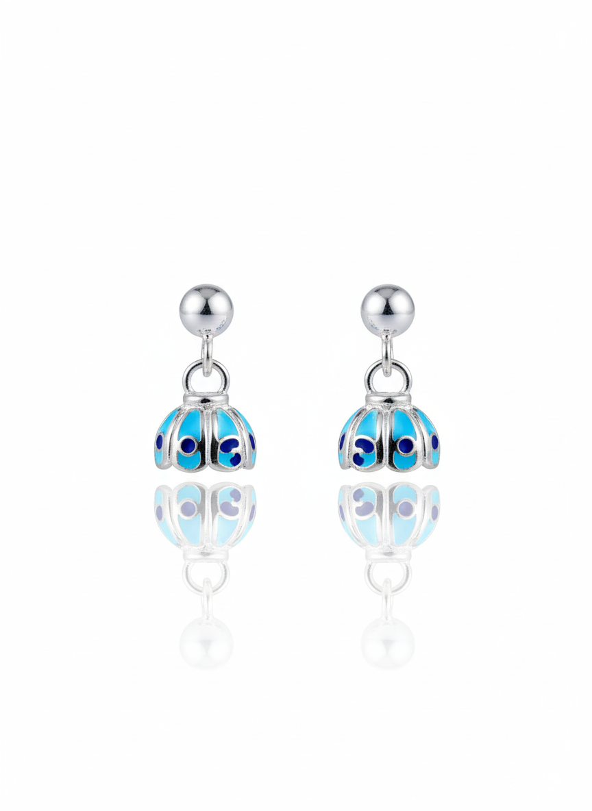 COLOURS OF GREECE ENAMELLED SILVER EARRINGS