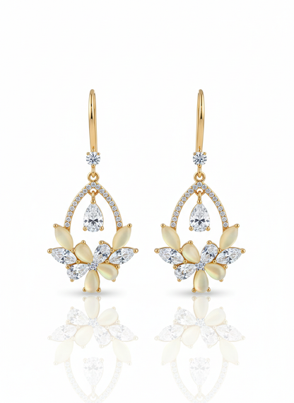 BEAUTIFUL FLORAL STONE EAR HANGINGS