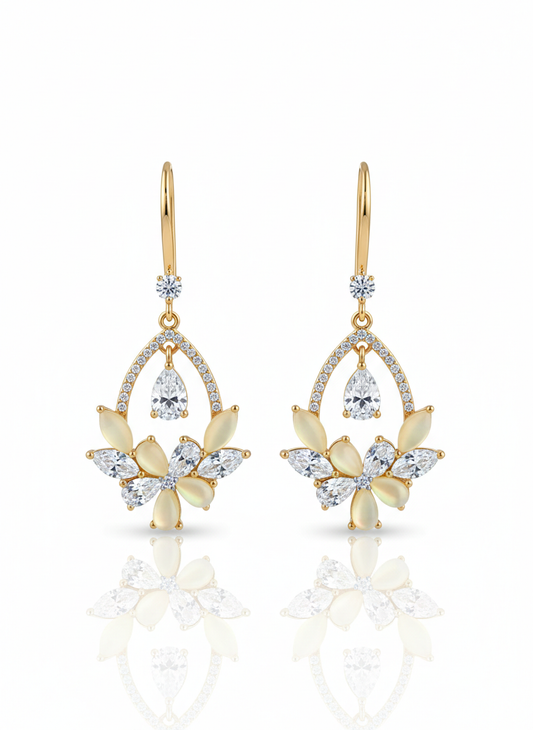 BEAUTIFUL FLORAL STONE EAR HANGINGS