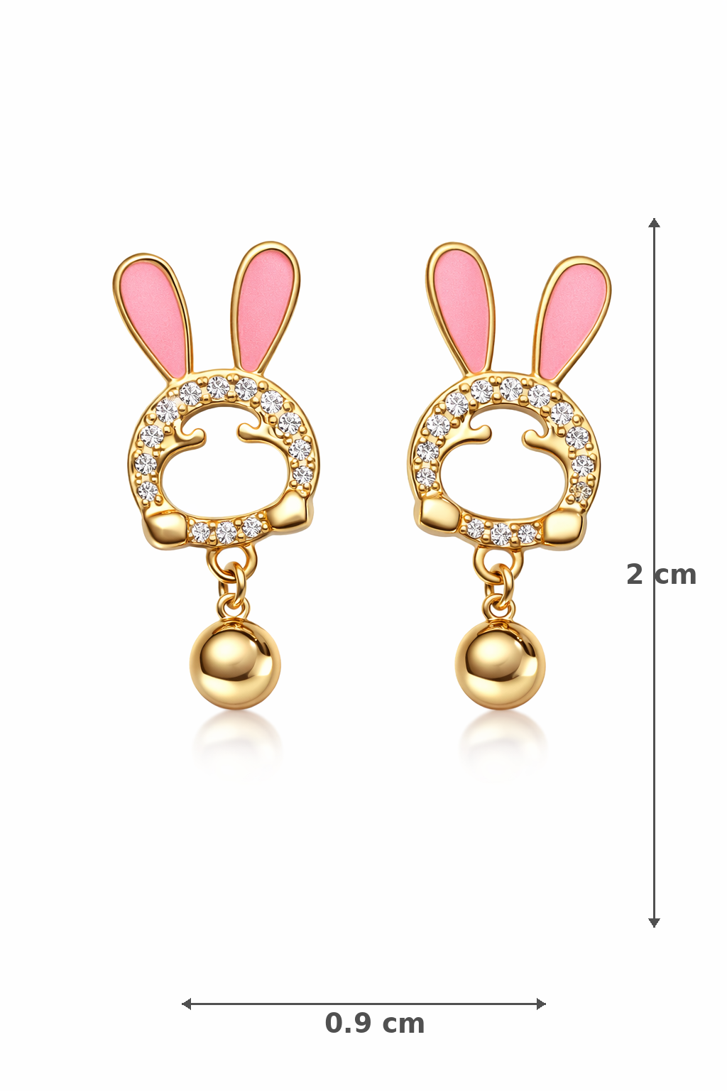 BUNNY EARS GOLD PLATED SILVER EARRINGS