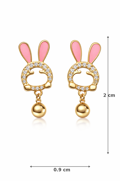 BUNNY EARS GOLD PLATED SILVER EARRINGS