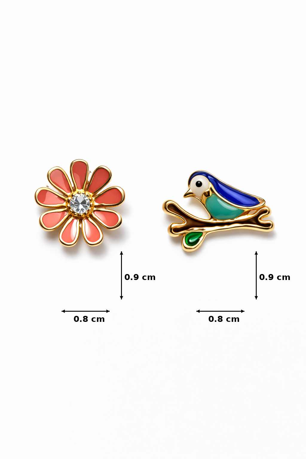 MISMATCH AUTUMN THEME GOLD PLATED SILVER EARRINGS