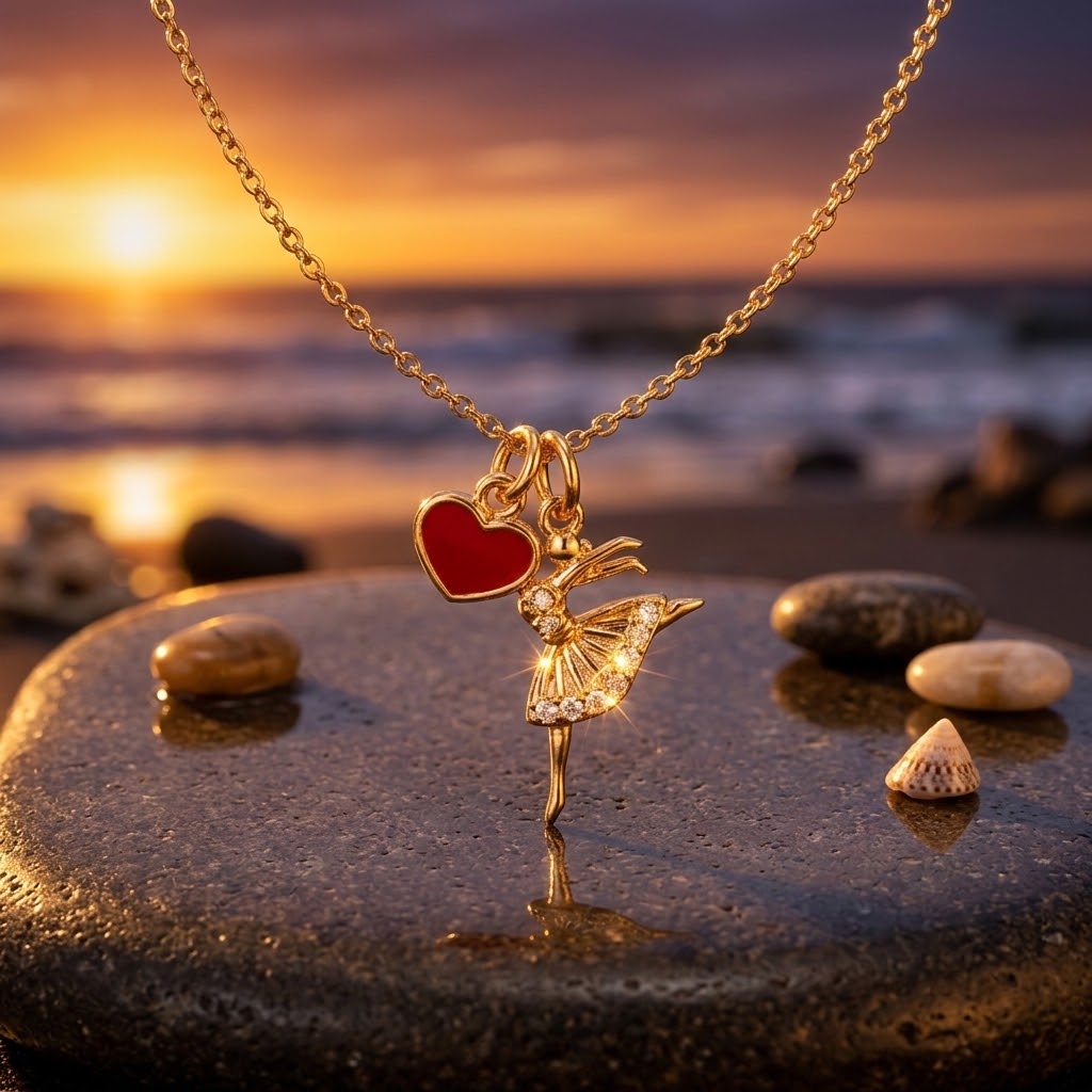 SILVER DANCING LOVE GOLD PLATED NECKLACE
