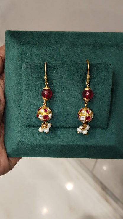 DURGA KUNDAN EAR HANGINGS WITH RUBY BEADS