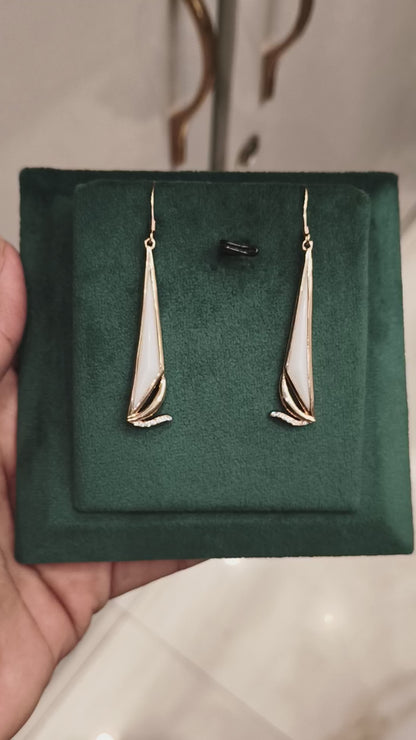 SILVER GEO CHARM ROSE GOLD PLATED EARRINGS