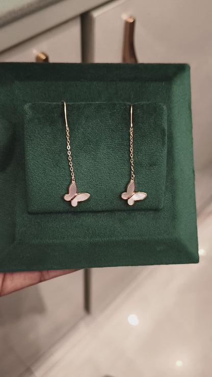 SILVER PEARLY FLY ROSEGOLD PLATED EARRINGS