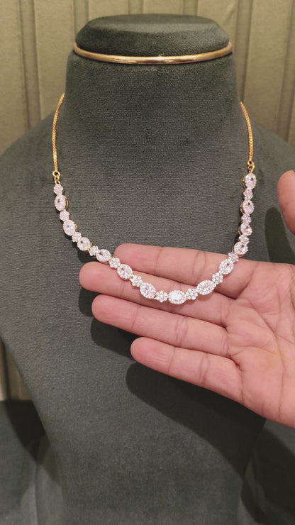 SILVER GLAM SHAM GOLD PLATED NECKLACE WITH CZ STONES