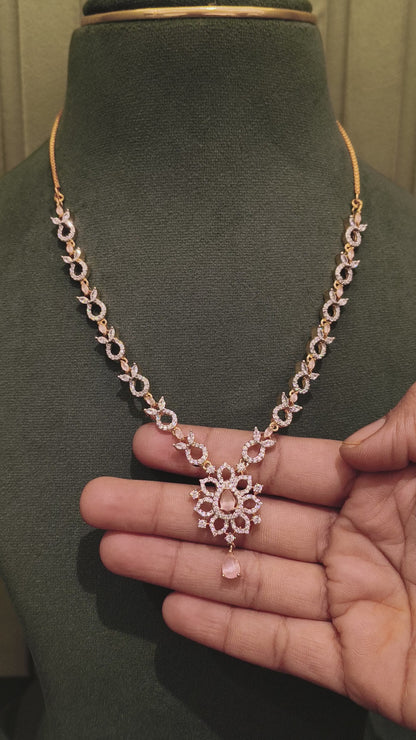 SILVER LOTUS PINK GOLD PLATED NECKLACE